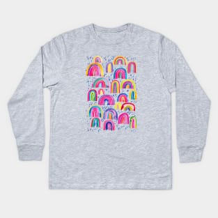 Cute Colorful Watercolor Rainbows Kids Long Sleeve T-Shirt